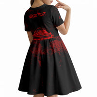 Personalized Pennsylvania Philadelphia Museum Of Art Kid Short Sleeve Dress Red Grunge Paint Splatter Graphic