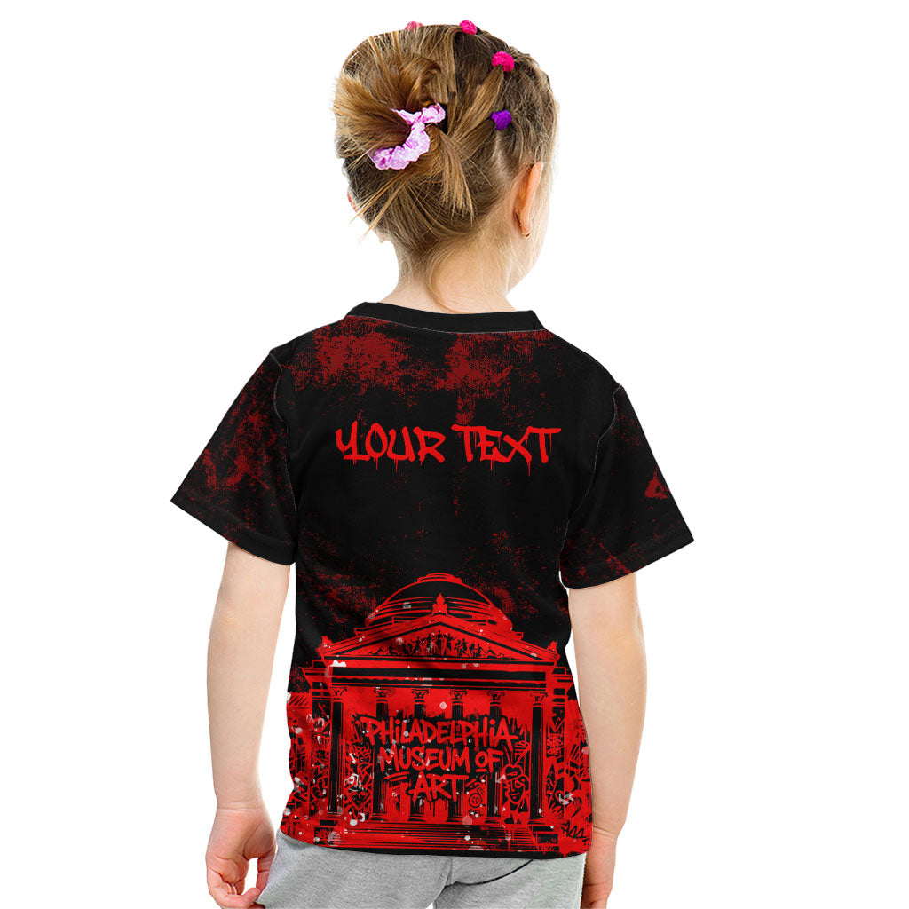 Personalized Pennsylvania Philadelphia Museum Of Art Kid T Shirt Red Grunge Paint Splatter Graphic