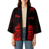 Personalized Pennsylvania Philadelphia Museum Of Art Kimono Red Grunge Paint Splatter Graphic