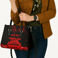 Personalized Pennsylvania Philadelphia Museum Of Art Leather Bag Red Grunge Paint Splatter Graphic