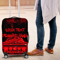 Personalized Pennsylvania Philadelphia Museum Of Art Luggage Cover Red Grunge Paint Splatter Graphic