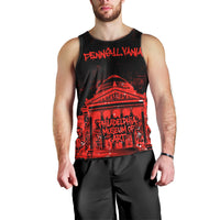 Personalized Pennsylvania Philadelphia Museum Of Art Men Tank Top Red Grunge Paint Splatter Graphic