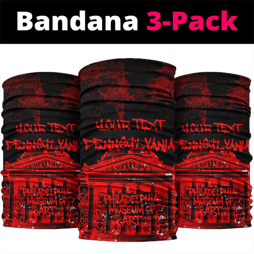 Personalized Pennsylvania Philadelphia Museum Of Art Neck Gaiter Red Grunge Paint Splatter Graphic