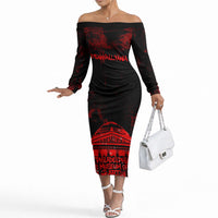 Personalized Pennsylvania Philadelphia Museum Of Art Off The Shoulder Long Sleeve Dress Red Grunge Paint Splatter Graphic