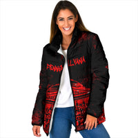 Personalized Pennsylvania Philadelphia Museum Of Art Padded Jacket Red Grunge Paint Splatter Graphic