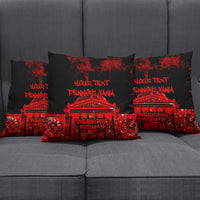 Personalized Pennsylvania Philadelphia Museum Of Art Pillow Cover Red Grunge Paint Splatter Graphic