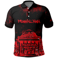 Personalized Pennsylvania Philadelphia Museum Of Art Polo Shirt Red Grunge Paint Splatter Graphic