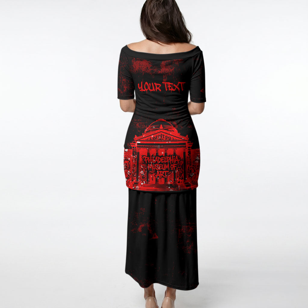Personalized Pennsylvania Philadelphia Museum Of Art Puletasi Red Grunge Paint Splatter Graphic