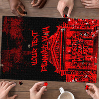 Personalized Pennsylvania Philadelphia Museum Of Art Puzzle Red Grunge Paint Splatter Graphic
