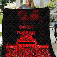 Personalized Pennsylvania Philadelphia Museum Of Art Quilt Red Grunge Paint Splatter Graphic