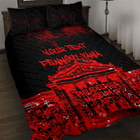 Personalized Pennsylvania Philadelphia Museum Of Art Quilt Bed Set Red Grunge Paint Splatter Graphic