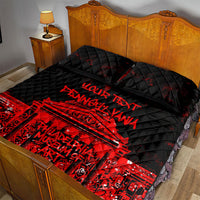 Personalized Pennsylvania Philadelphia Museum Of Art Quilt Bed Set Red Grunge Paint Splatter Graphic