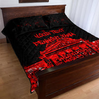 Personalized Pennsylvania Philadelphia Museum Of Art Quilt Bed Set Red Grunge Paint Splatter Graphic
