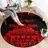 Personalized Pennsylvania Philadelphia Museum Of Art Round Carpet Red Grunge Paint Splatter Graphic
