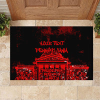 Personalized Pennsylvania Philadelphia Museum Of Art Rubber Doormat Red Grunge Paint Splatter Graphic