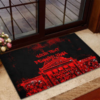 Personalized Pennsylvania Philadelphia Museum Of Art Rubber Doormat Red Grunge Paint Splatter Graphic