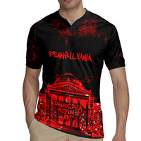 Personalized Pennsylvania Philadelphia Museum Of Art Rugby Jersey Red Grunge Paint Splatter Graphic