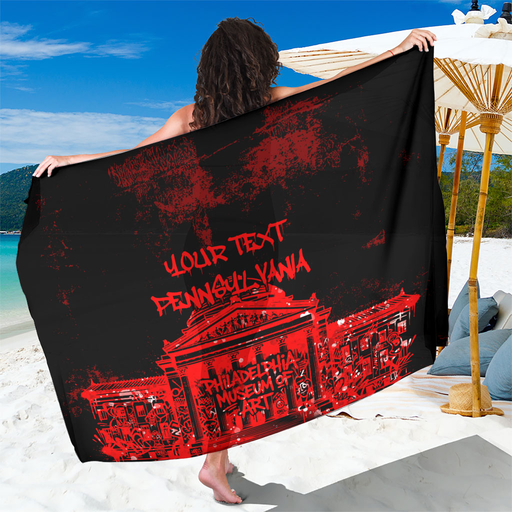 Personalized Pennsylvania Philadelphia Museum Of Art Sarong Red Grunge Paint Splatter Graphic