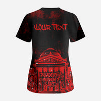 Personalized Pennsylvania Philadelphia Museum Of Art Scrub Top Red Grunge Paint Splatter Graphic