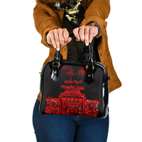 Personalized Pennsylvania Philadelphia Museum Of Art Shoulder Handbag Red Grunge Paint Splatter Graphic