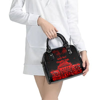 Personalized Pennsylvania Philadelphia Museum Of Art Shoulder Handbag Red Grunge Paint Splatter Graphic
