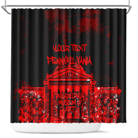 Personalized Pennsylvania Philadelphia Museum Of Art Shower Curtain Red Grunge Paint Splatter Graphic