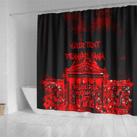 Personalized Pennsylvania Philadelphia Museum Of Art Shower Curtain Red Grunge Paint Splatter Graphic
