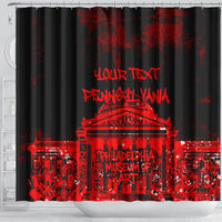Personalized Pennsylvania Philadelphia Museum Of Art Shower Curtain Red Grunge Paint Splatter Graphic