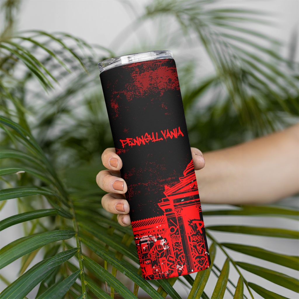 Personalized Pennsylvania Philadelphia Museum Of Art Skinny Tumbler Red Grunge Paint Splatter Graphic