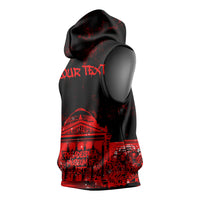 Personalized Pennsylvania Philadelphia Museum Of Art Sleeveless Hoodie Red Grunge Paint Splatter Graphic