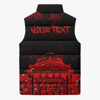 Personalized Pennsylvania Philadelphia Museum Of Art Sleeveless Puffer Jacket Red Grunge Paint Splatter Graphic
