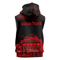 Personalized Pennsylvania Philadelphia Museum Of Art Sleeveless Zip Hoodie Red Grunge Paint Splatter Graphic