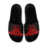 Personalized Pennsylvania Philadelphia Museum Of Art Slide Sandals Red Grunge Paint Splatter Graphic