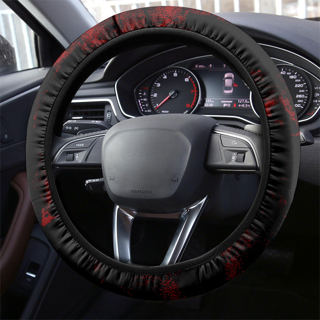 Pennsylvania Philadelphia Museum Of Art Steering Wheel Cover Red Grunge Paint Splatter Graphic
