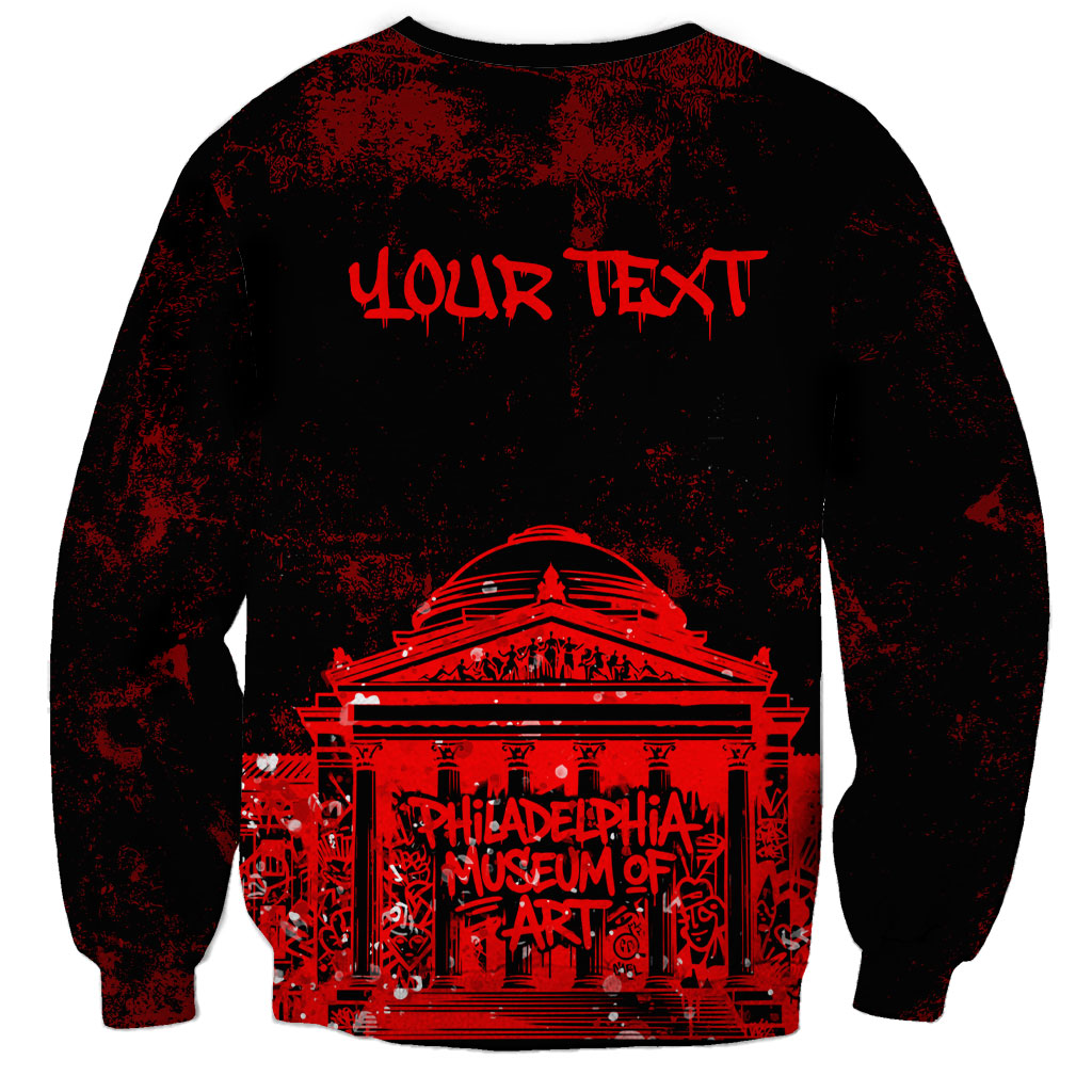 Personalized Pennsylvania Philadelphia Museum Of Art Sweatshirt Red Grunge Paint Splatter Graphic