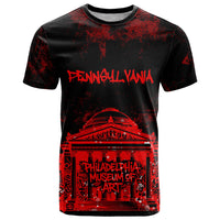Personalized Pennsylvania Philadelphia Museum Of Art T Shirt Red Grunge Paint Splatter Graphic