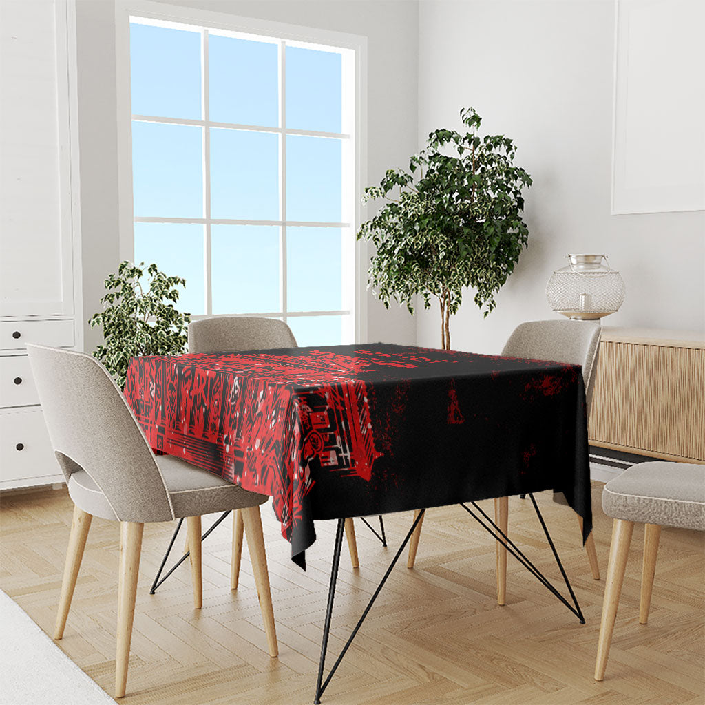 Personalized Pennsylvania Philadelphia Museum Of Art Tablecloth Red Grunge Paint Splatter Graphic