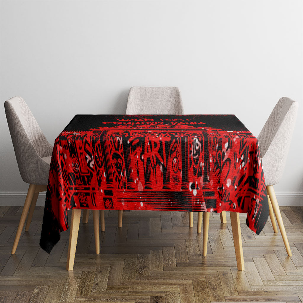 Personalized Pennsylvania Philadelphia Museum Of Art Tablecloth Red Grunge Paint Splatter Graphic