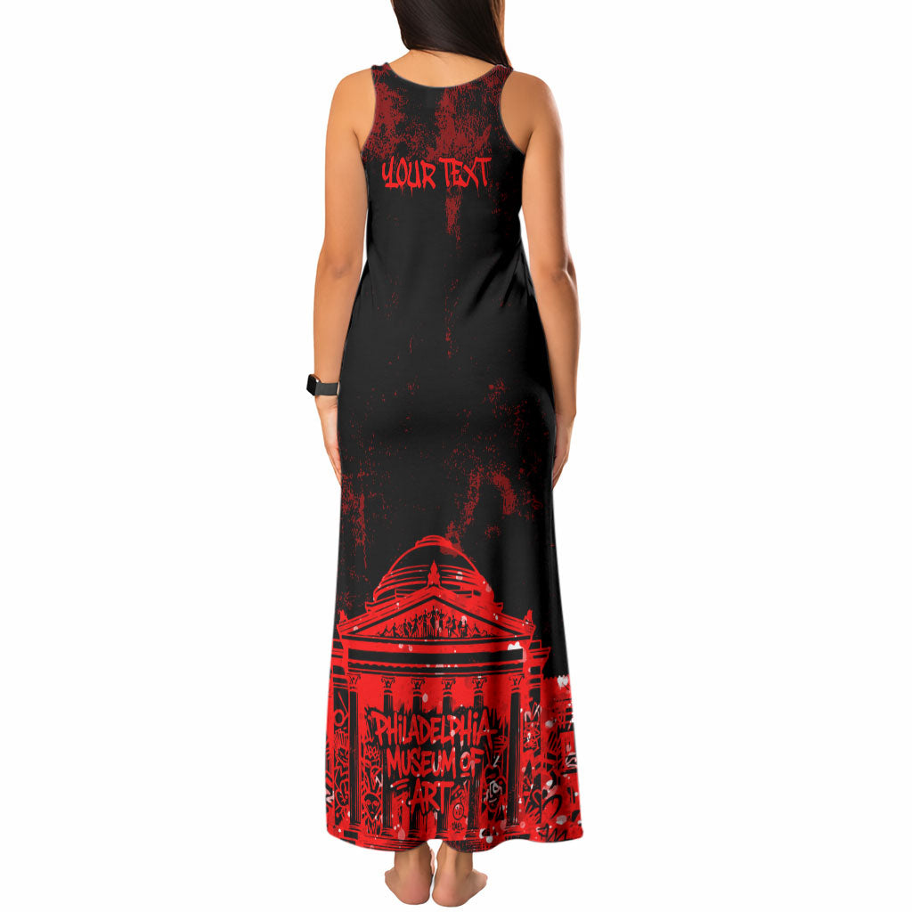 Personalized Pennsylvania Philadelphia Museum Of Art Tank Maxi Dress Red Grunge Paint Splatter Graphic