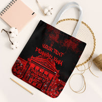 Personalized Pennsylvania Philadelphia Museum Of Art Tote Bag Red Grunge Paint Splatter Graphic