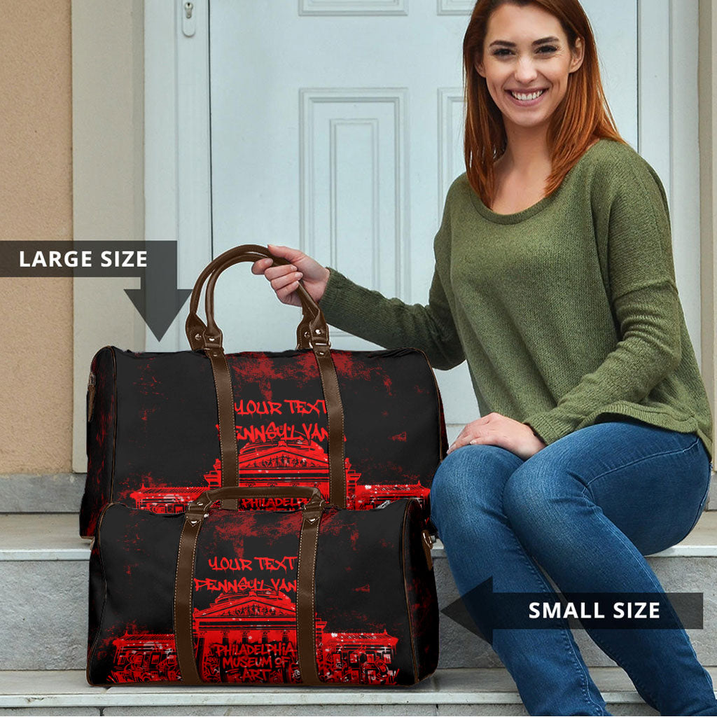 Personalized Pennsylvania Philadelphia Museum Of Art Travel Bag Red Grunge Paint Splatter Graphic