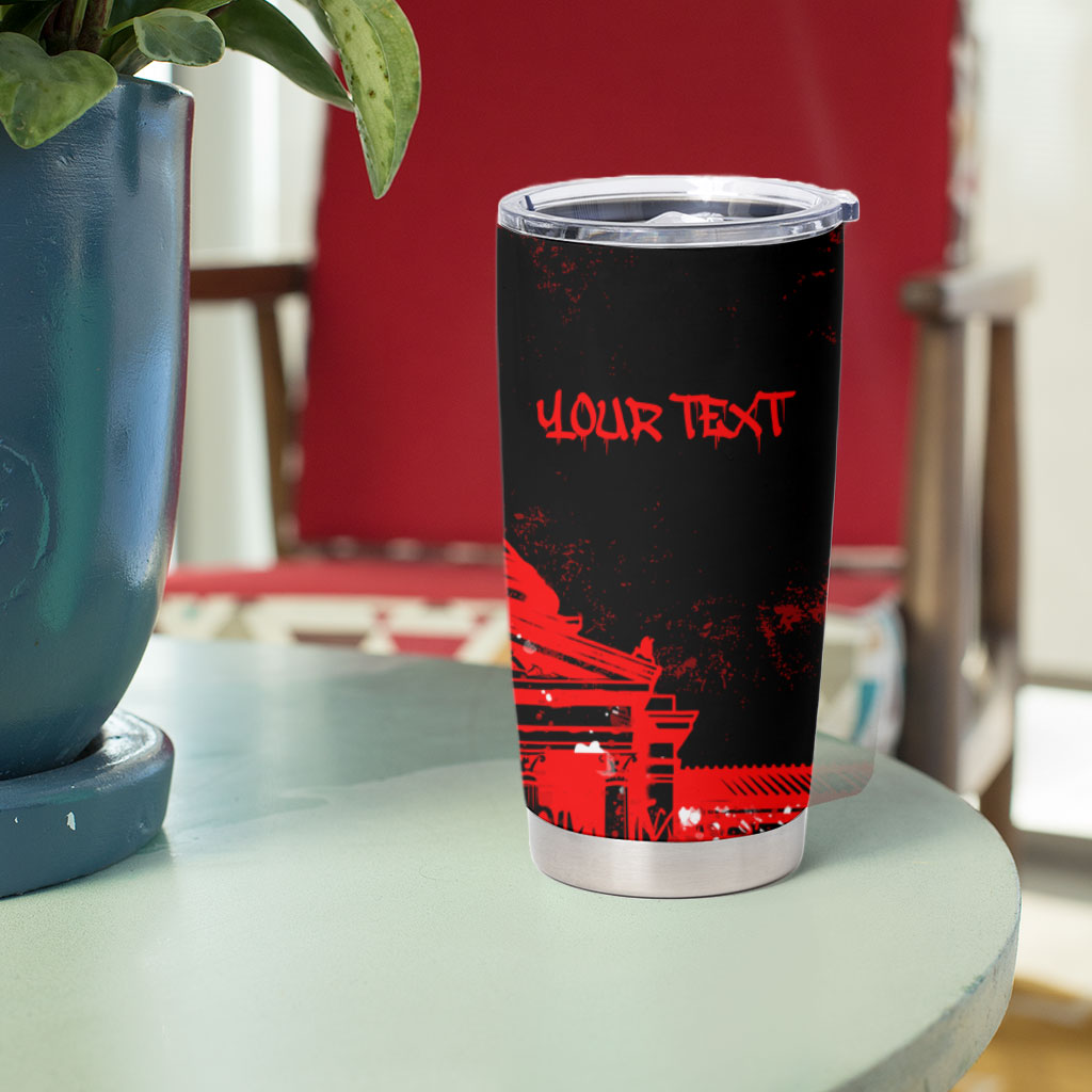 Personalized Pennsylvania Philadelphia Museum Of Art Tumbler Cup Red Grunge Paint Splatter Graphic