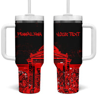 Personalized Pennsylvania Philadelphia Museum Of Art Tumbler With Handle Red Grunge Paint Splatter Graphic