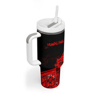Personalized Pennsylvania Philadelphia Museum Of Art Tumbler With Handle Red Grunge Paint Splatter Graphic