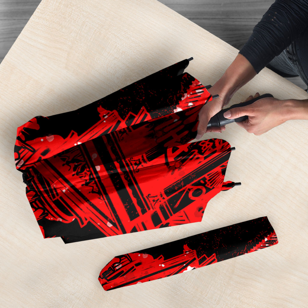Personalized Pennsylvania Philadelphia Museum Of Art Umbrella Red Grunge Paint Splatter Graphic