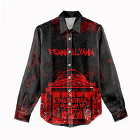 Personalized Pennsylvania Philadelphia Museum Of Art Women Casual Shirt Red Grunge Paint Splatter Graphic