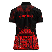 Personalized Pennsylvania Philadelphia Museum Of Art Women Polo Shirt Red Grunge Paint Splatter Graphic