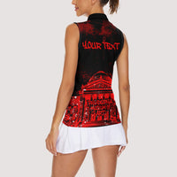 Personalized Pennsylvania Philadelphia Museum Of Art Women Sleeveless Polo Shirt Red Grunge Paint Splatter Graphic