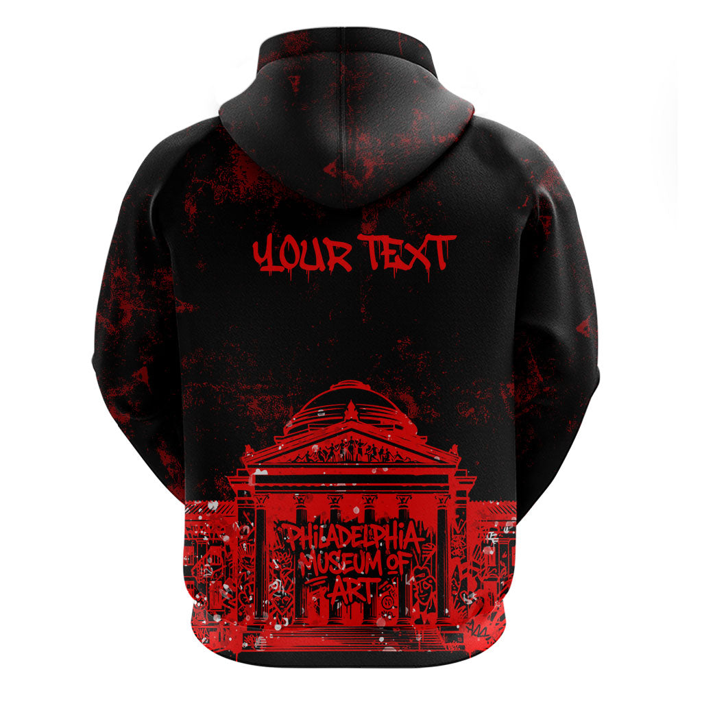 Personalized Pennsylvania Philadelphia Museum Of Art Zip Hoodie Red Grunge Paint Splatter Graphic