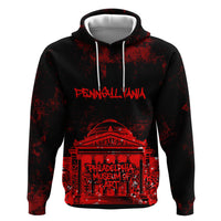 Personalized Pennsylvania Philadelphia Museum Of Art Zip Hoodie Red Grunge Paint Splatter Graphic